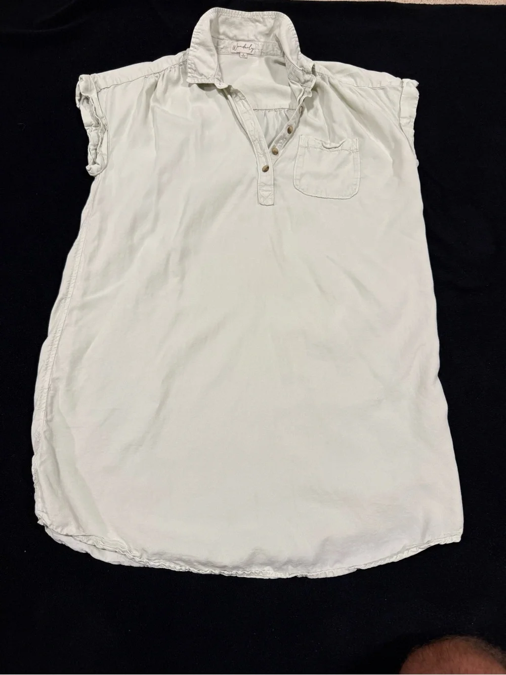 Wonderly Sleeveless Collared Tunic Top in White